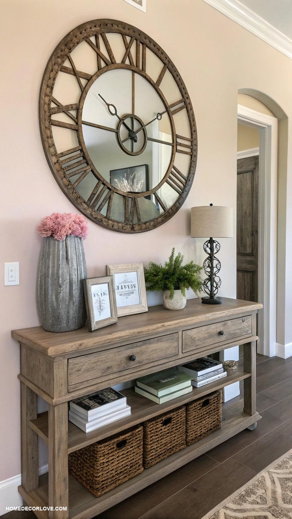 entryway wall decor ideas Decorative wall clock as a statement piece