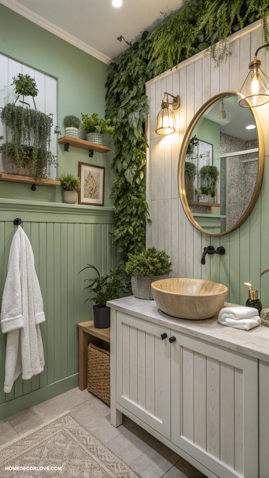 green bathroom ideas Opt for energy efficient LED lighting