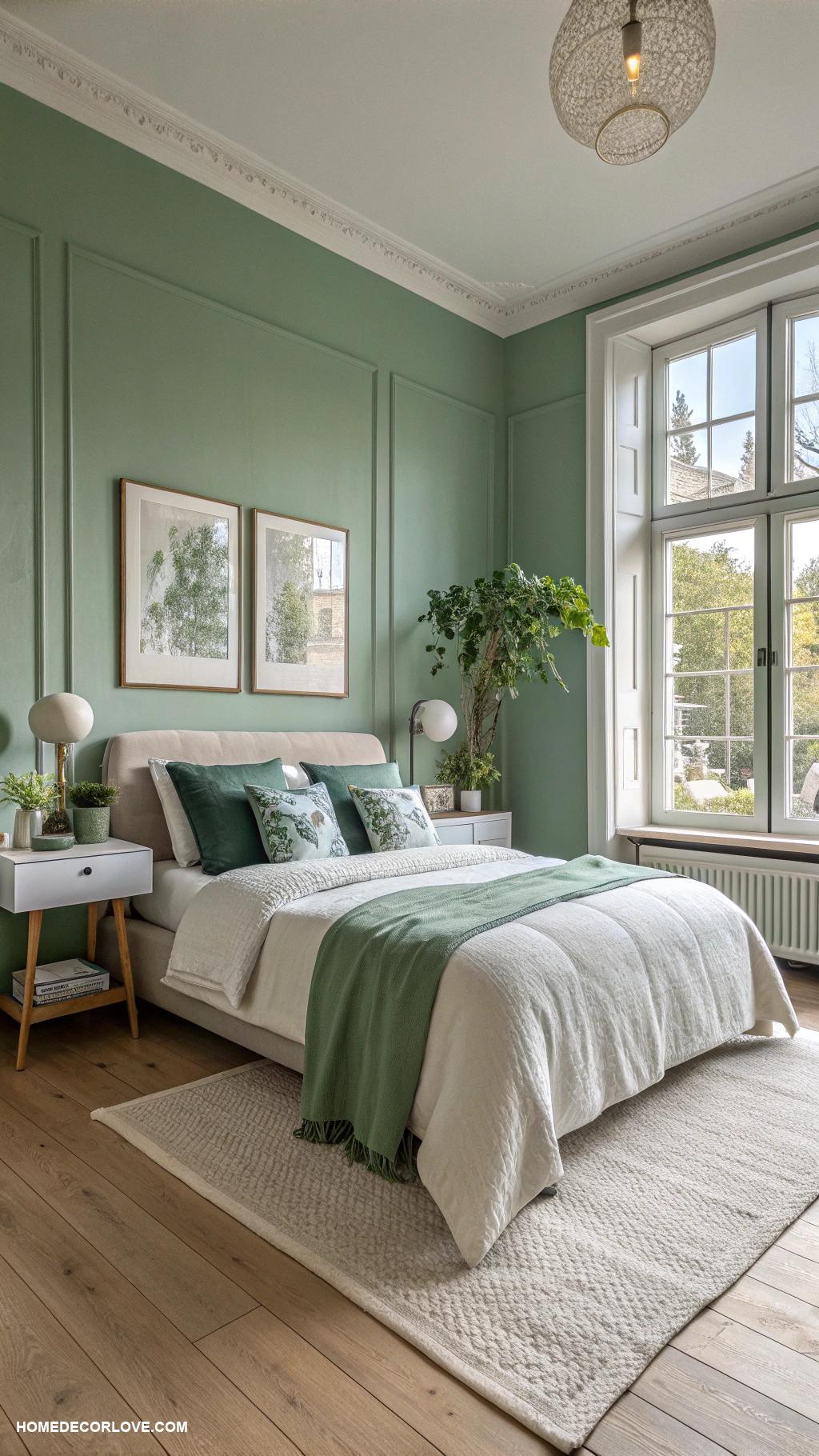 green bedroom ideas Green accent pillows for a pop of color