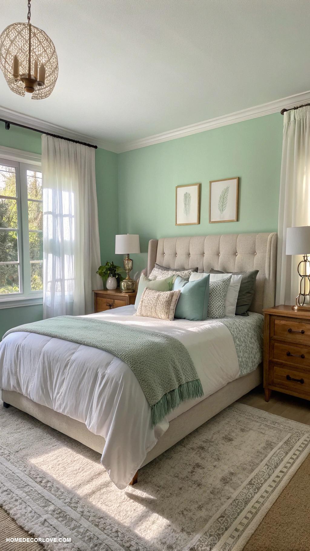 green bedroom ideas Pale green walls for a calming effect