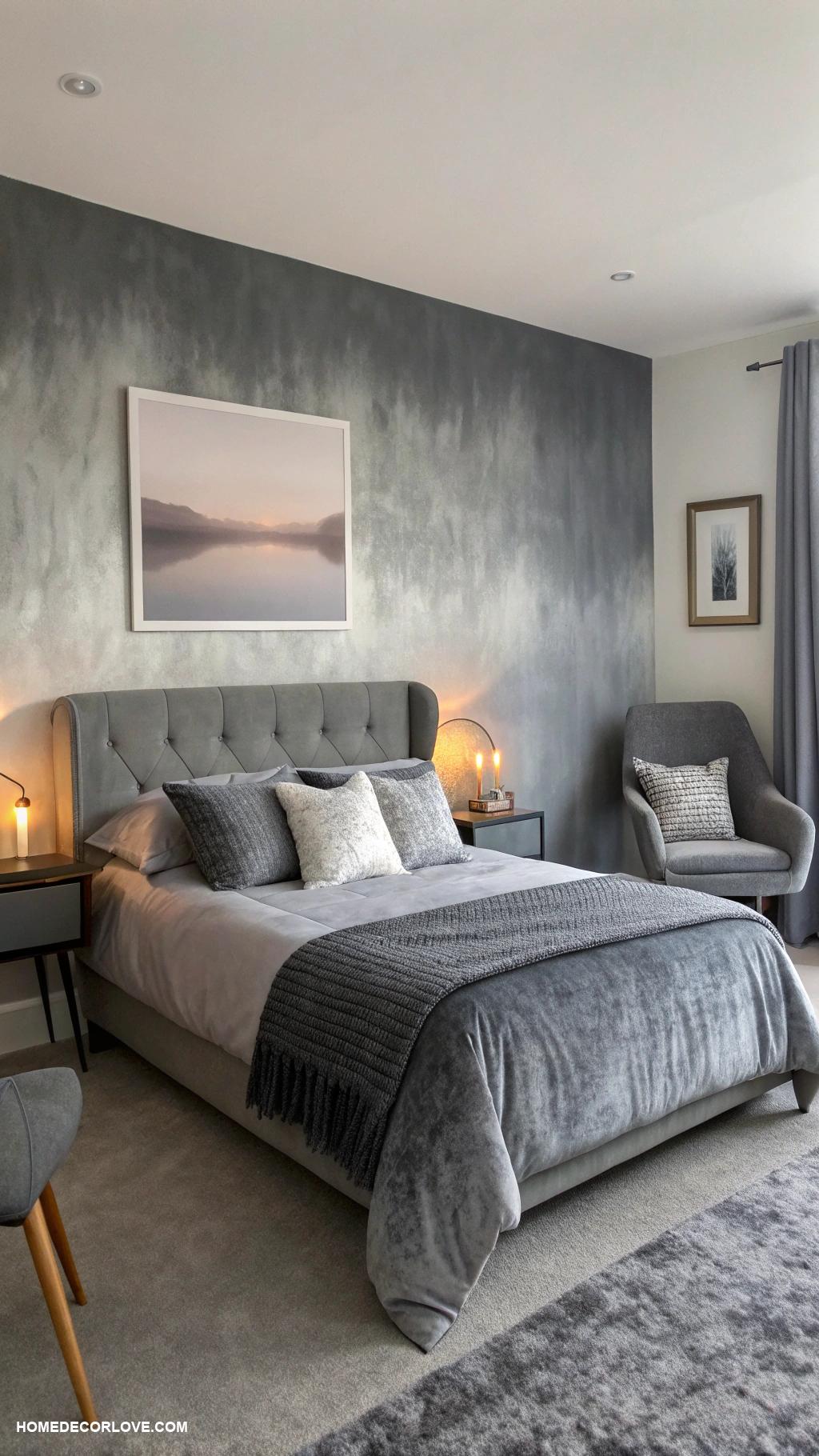 grey bedroom ideas Gradient grey ombre wall art