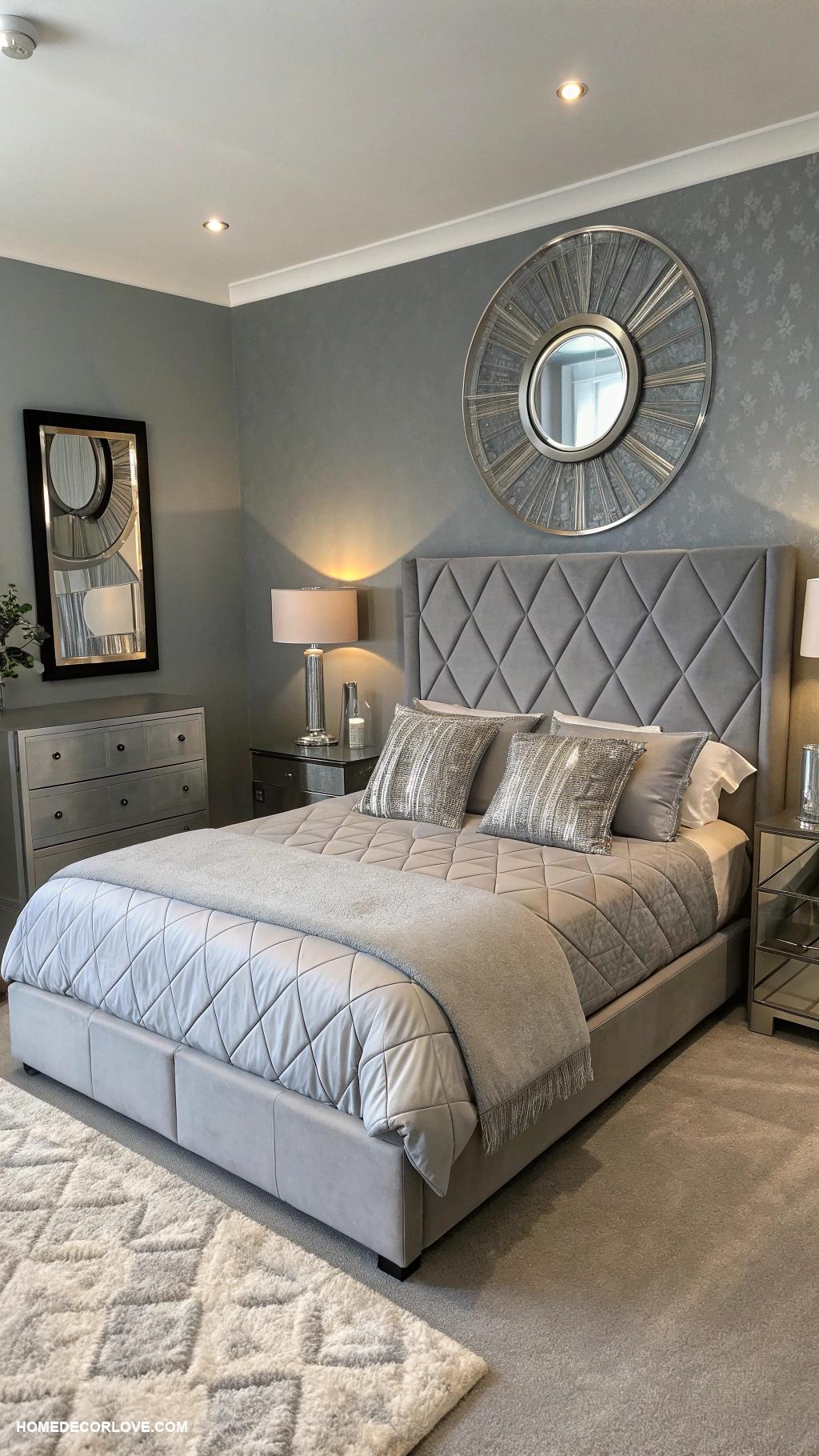 grey bedroom ideas Metallic grey decor for a modern touch
