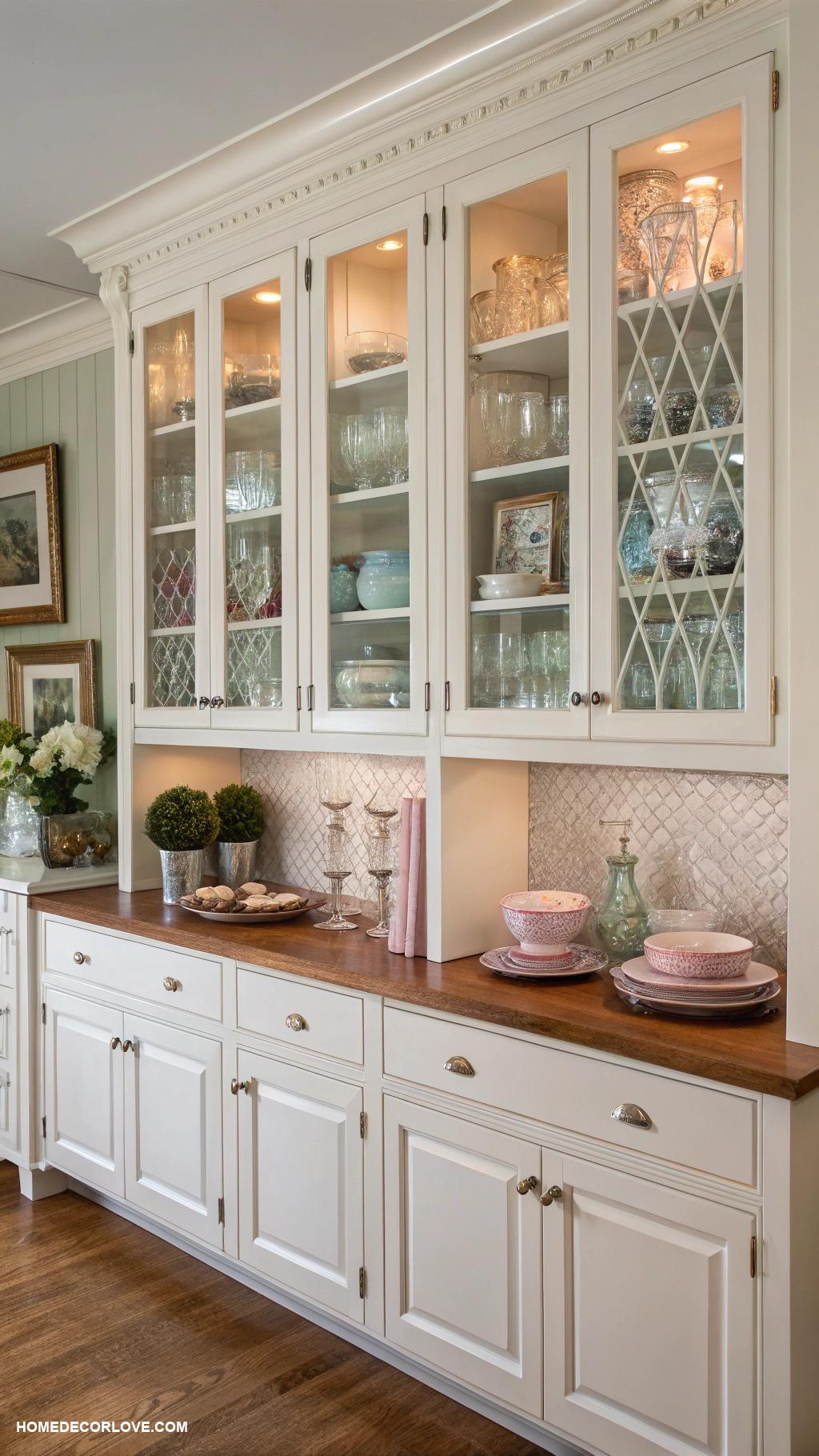 kitchen cabinets ideas Glass front cabinets to showcase dishware