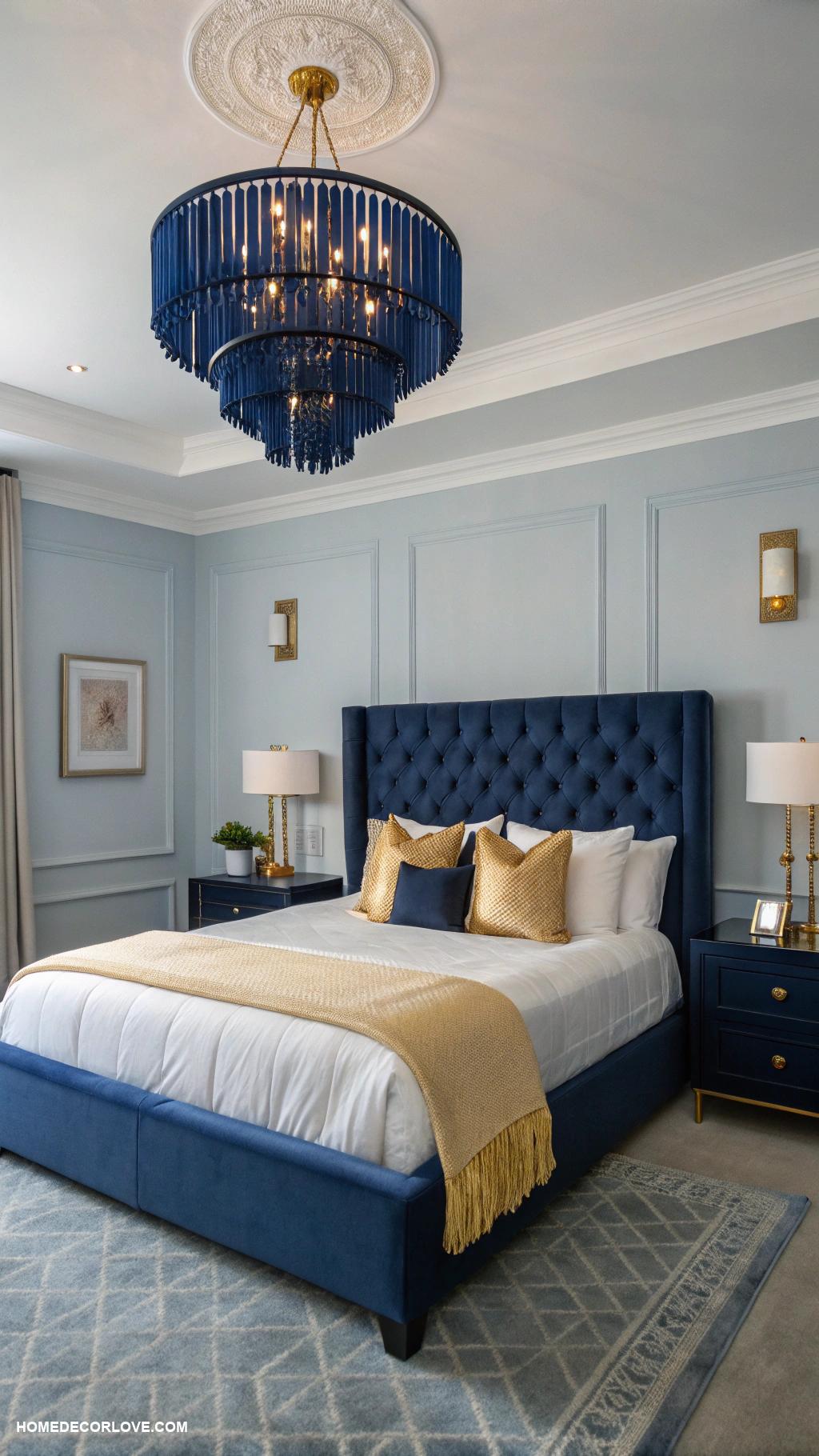 navy blue bedroom ideas Navy blue lighting fixtures for a modern look