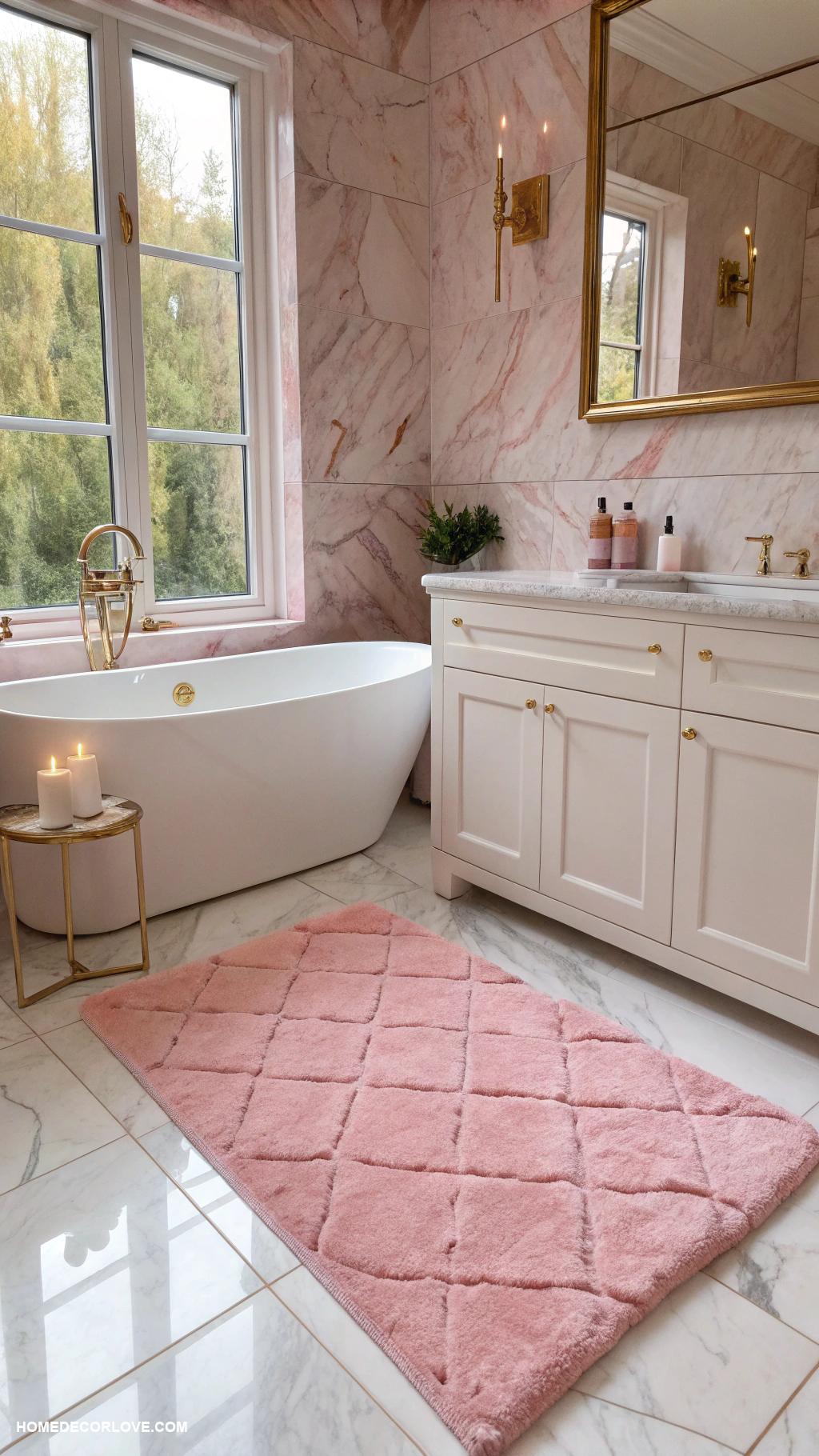 pink marble bathroom ideas Pink marble bath mat for soft touch