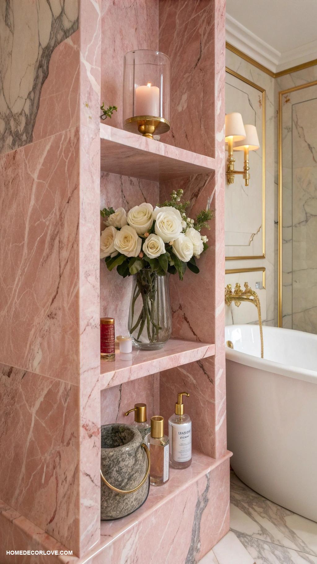 pink marble bathroom ideas Pink marble shelves for decorative items