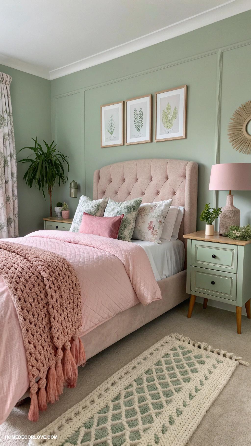 sage green bedroom Mix sage green with blush pink decor