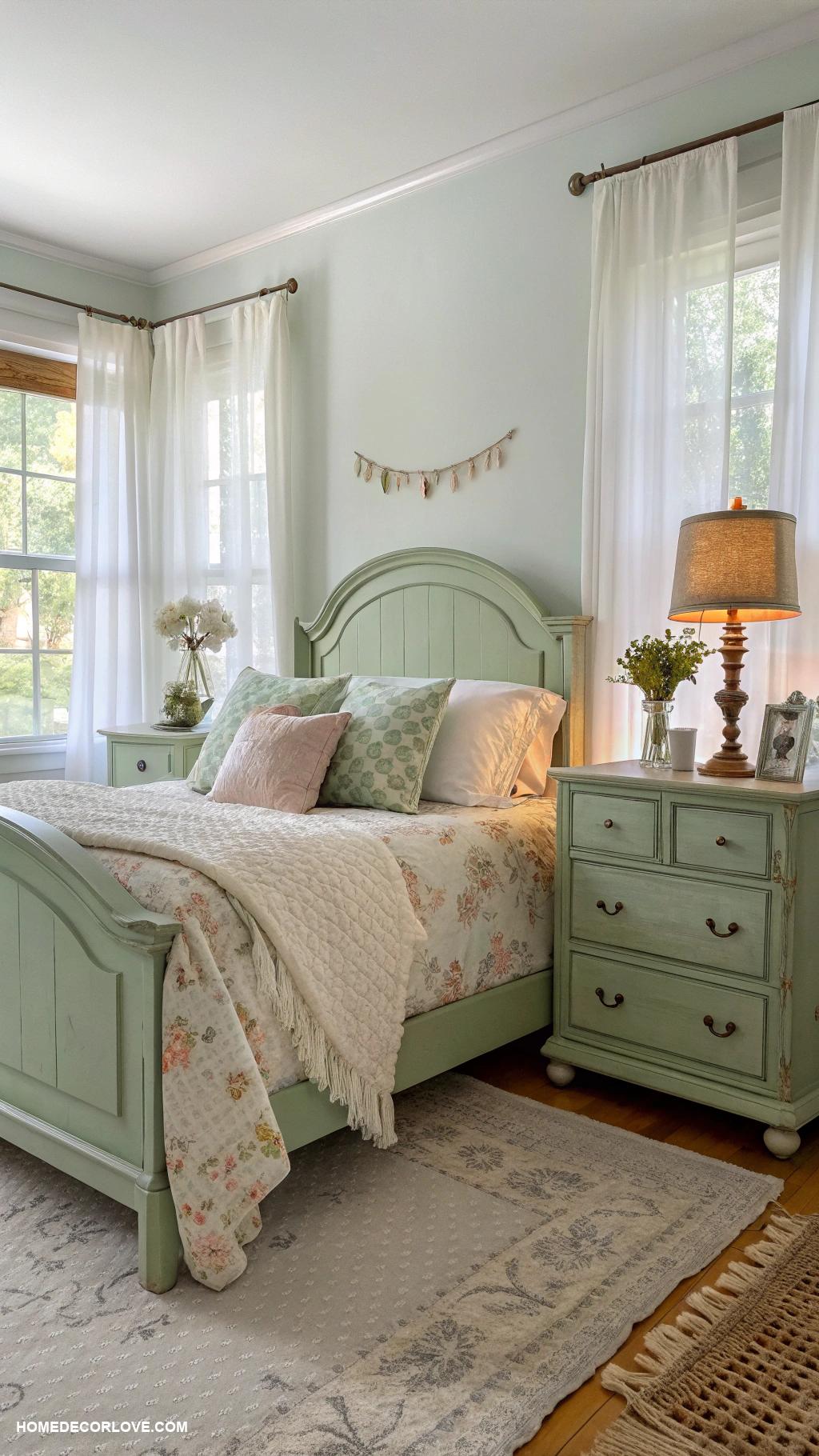 sage green bedroom Sage painted furniture for a vintage look