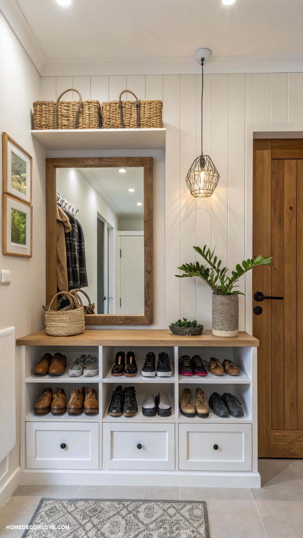 shoe cabinet entryway ideas Built in cabinet with personalized decor