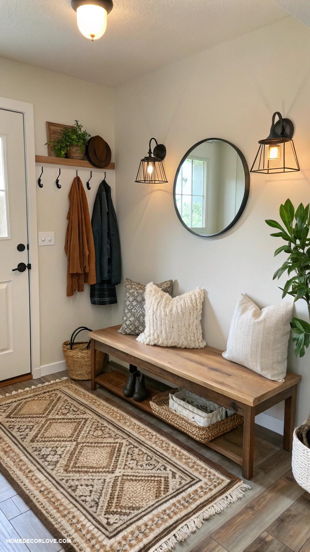 tiny entryway Add a cozy rug for warmth