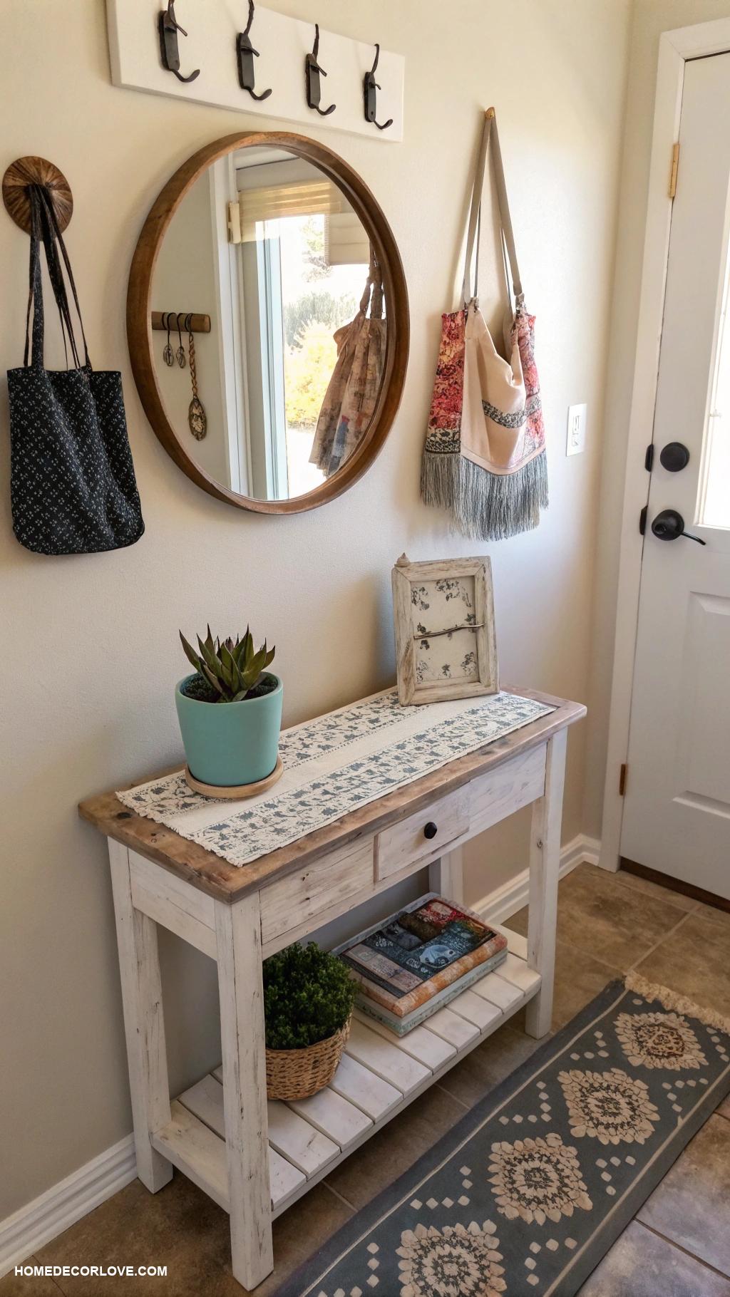 tiny entryway Include a small table for essentials