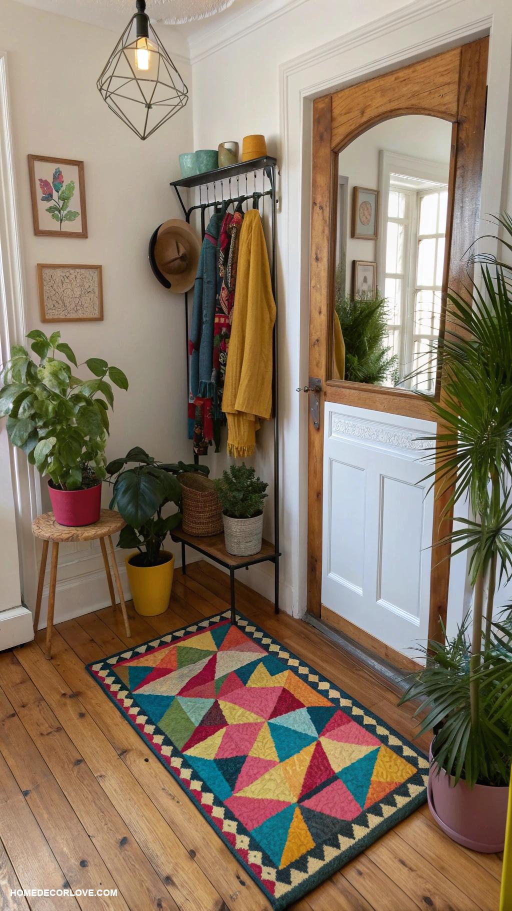 tiny entryway Place a bold welcome mat