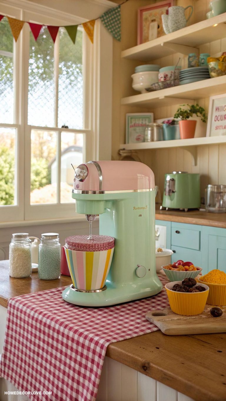 vintage kitchen Colorful ice cream maker for nostalgia