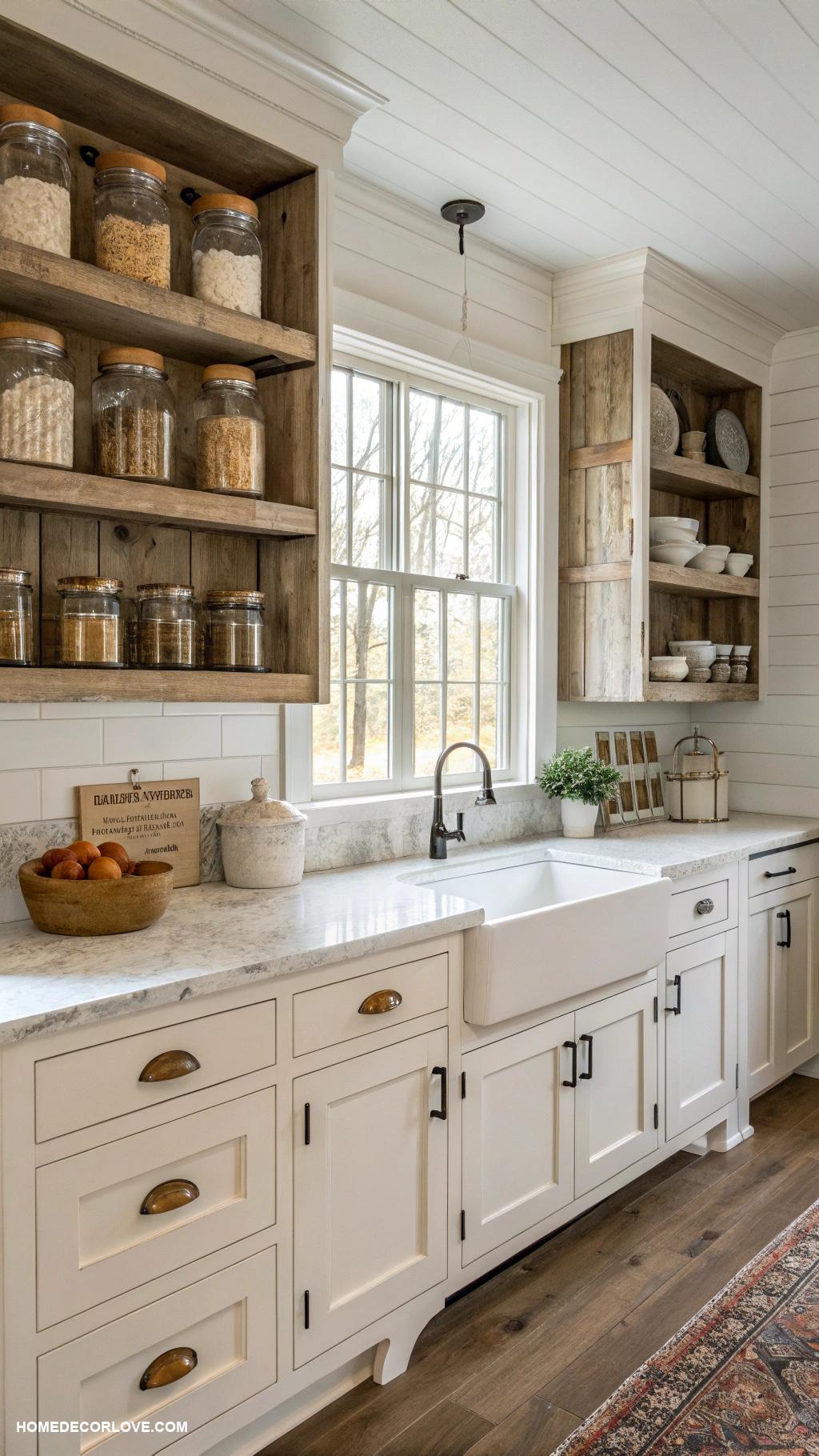 white kitchen cabinets Farmhouse style white cabinetry