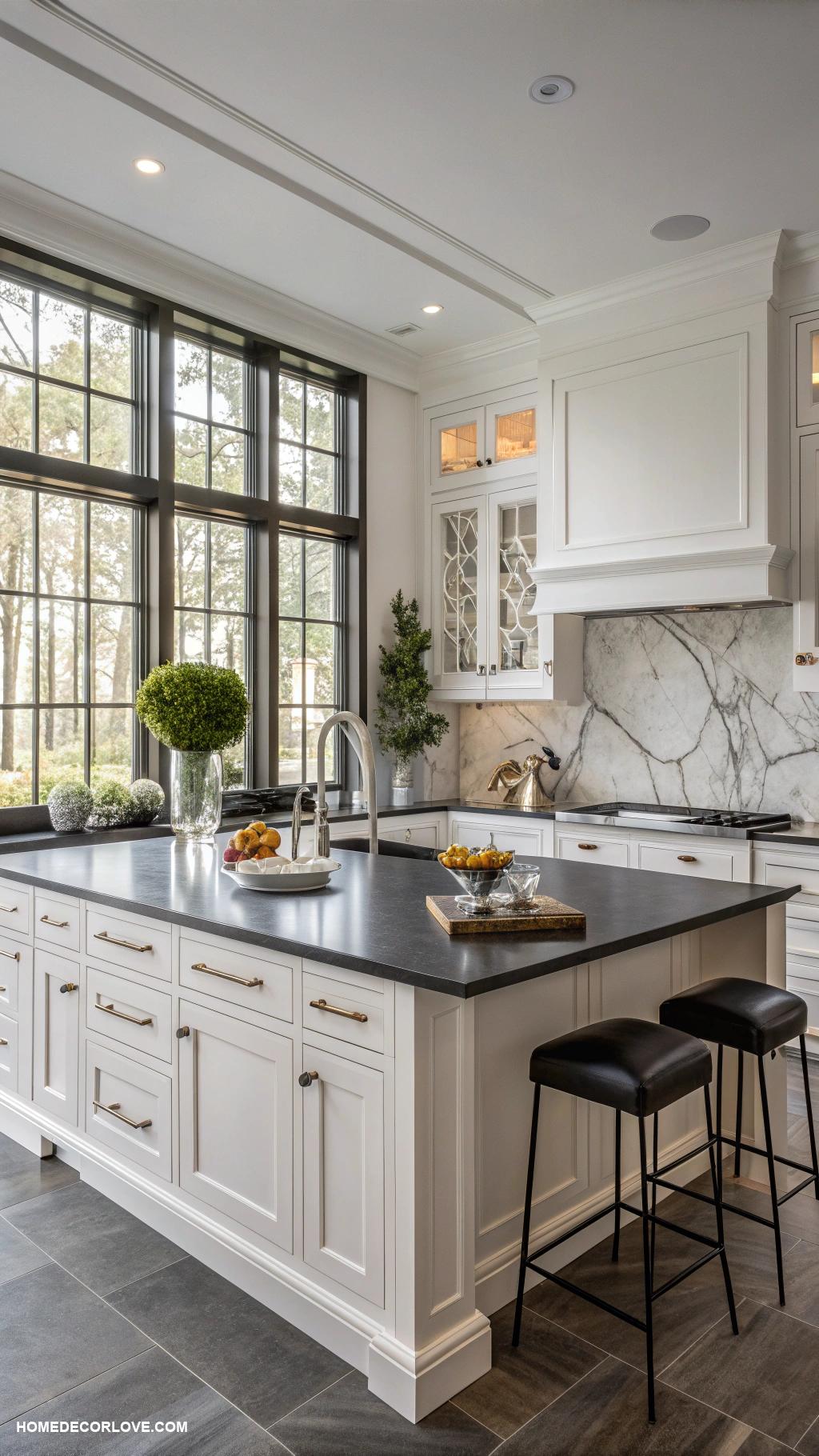 white kitchen cabinets White cabinets with dark countertops