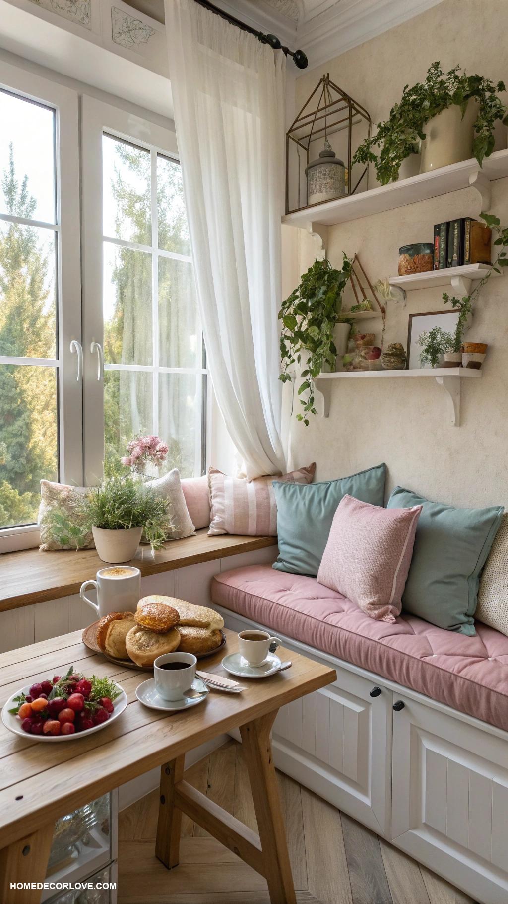 window seat kitchen breakfast nooks Cozy corner with plush cushions