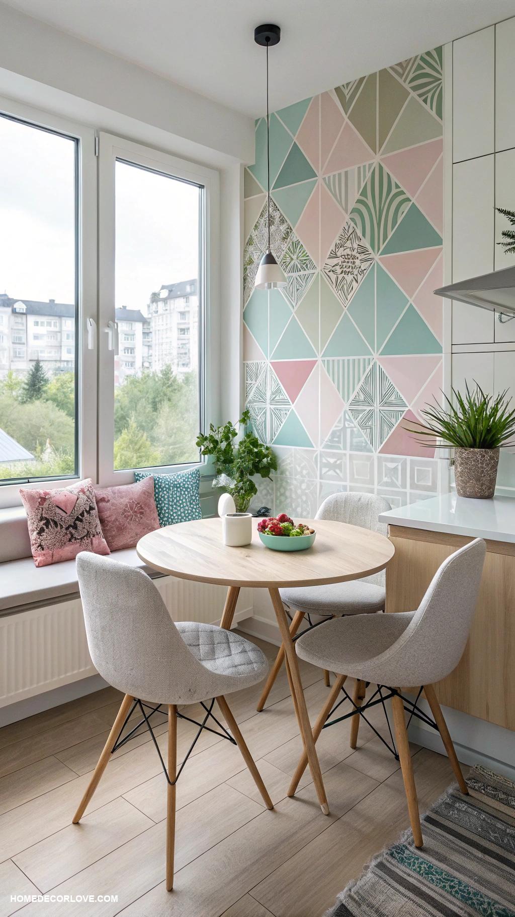 window seat kitchen breakfast nooks Modern space with geometric patterns