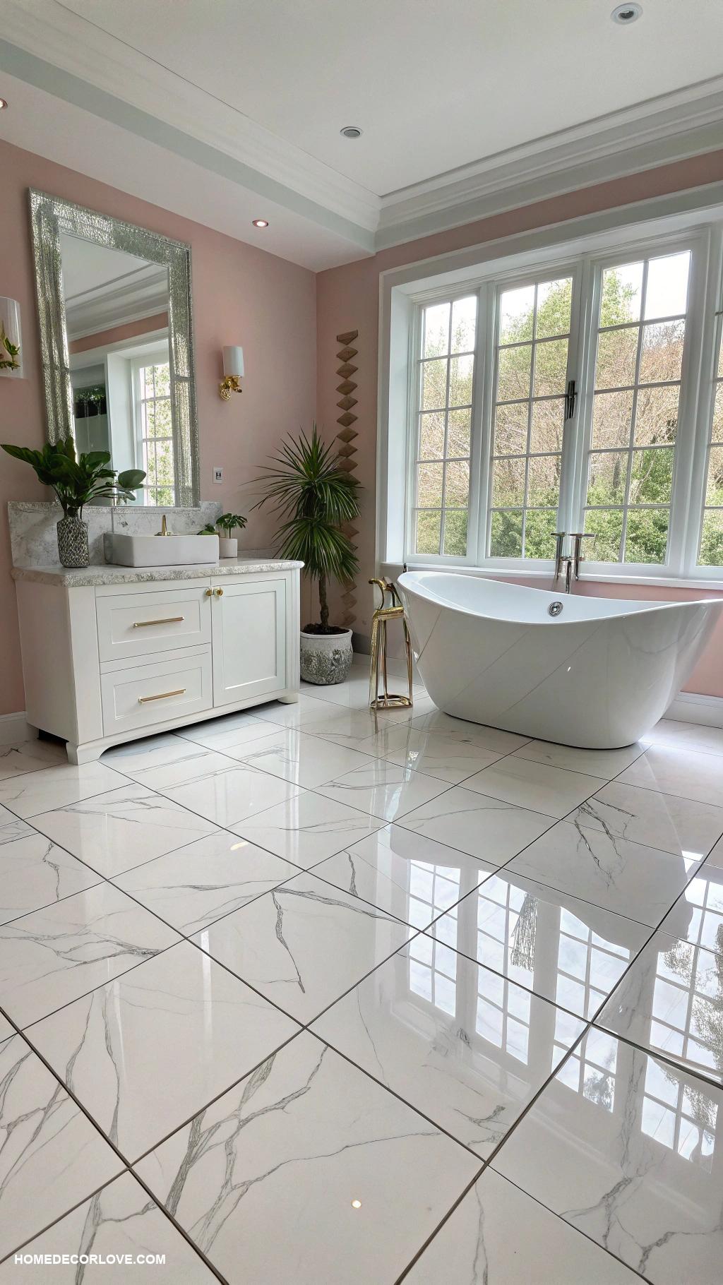 bathroom flooring ideas Glossy ceramics for modern look