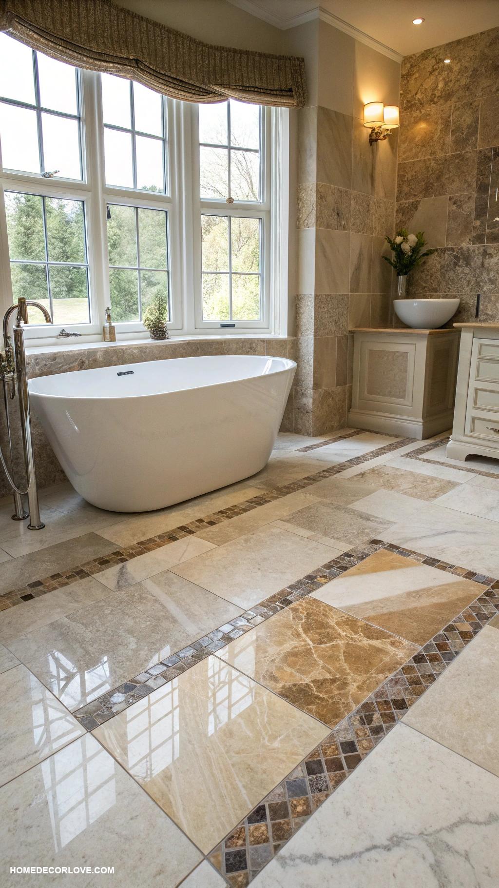 bathroom flooring ideas Natural stone adds elegance