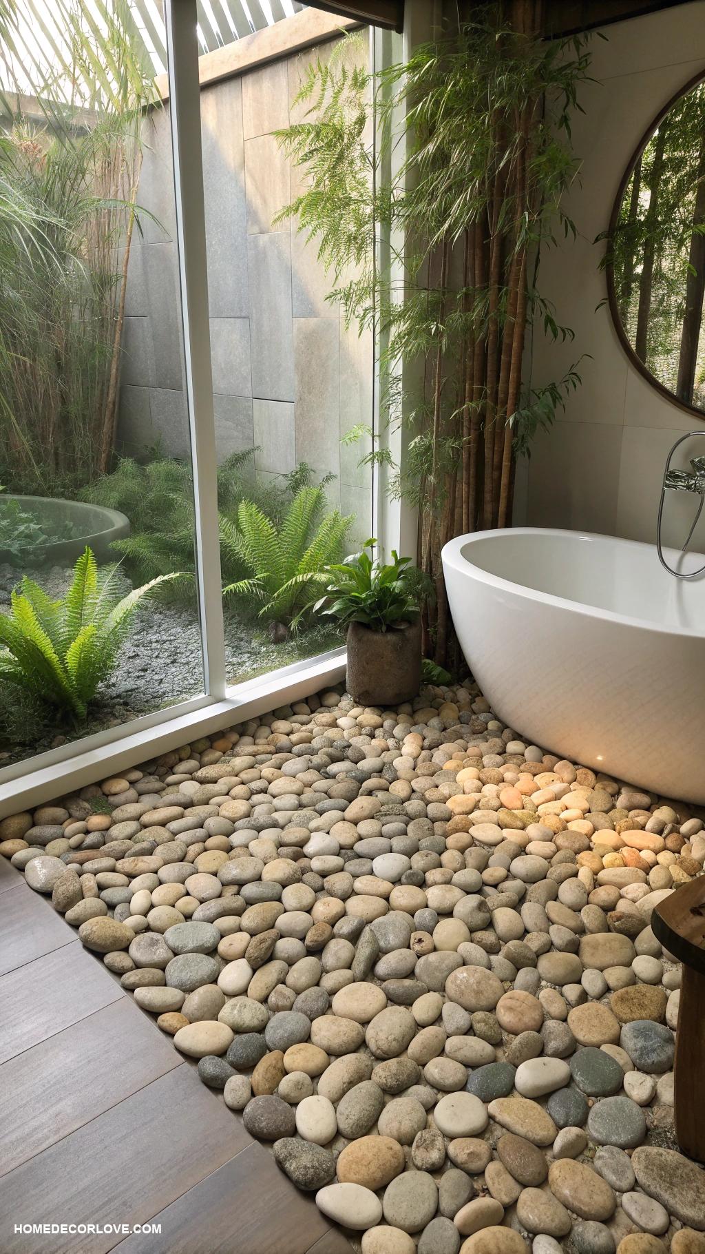 bathroom flooring ideas Pebble floor for spa feel