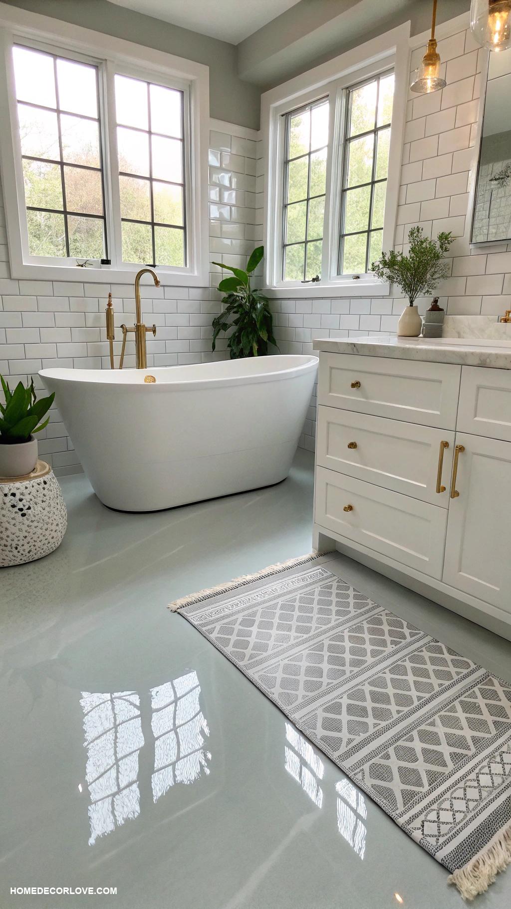 bathroom flooring ideas Seamless epoxy for sleek style