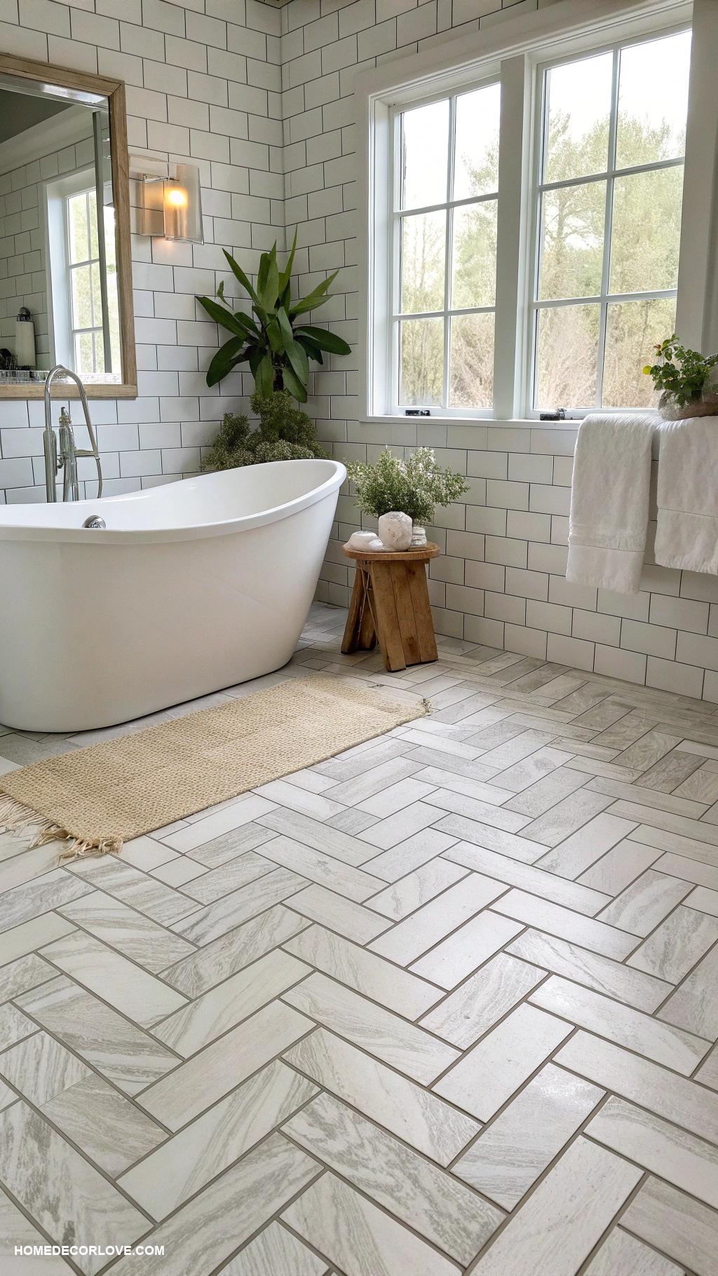 bathroom flooring ideas Vinyl tiles for easy maintenance