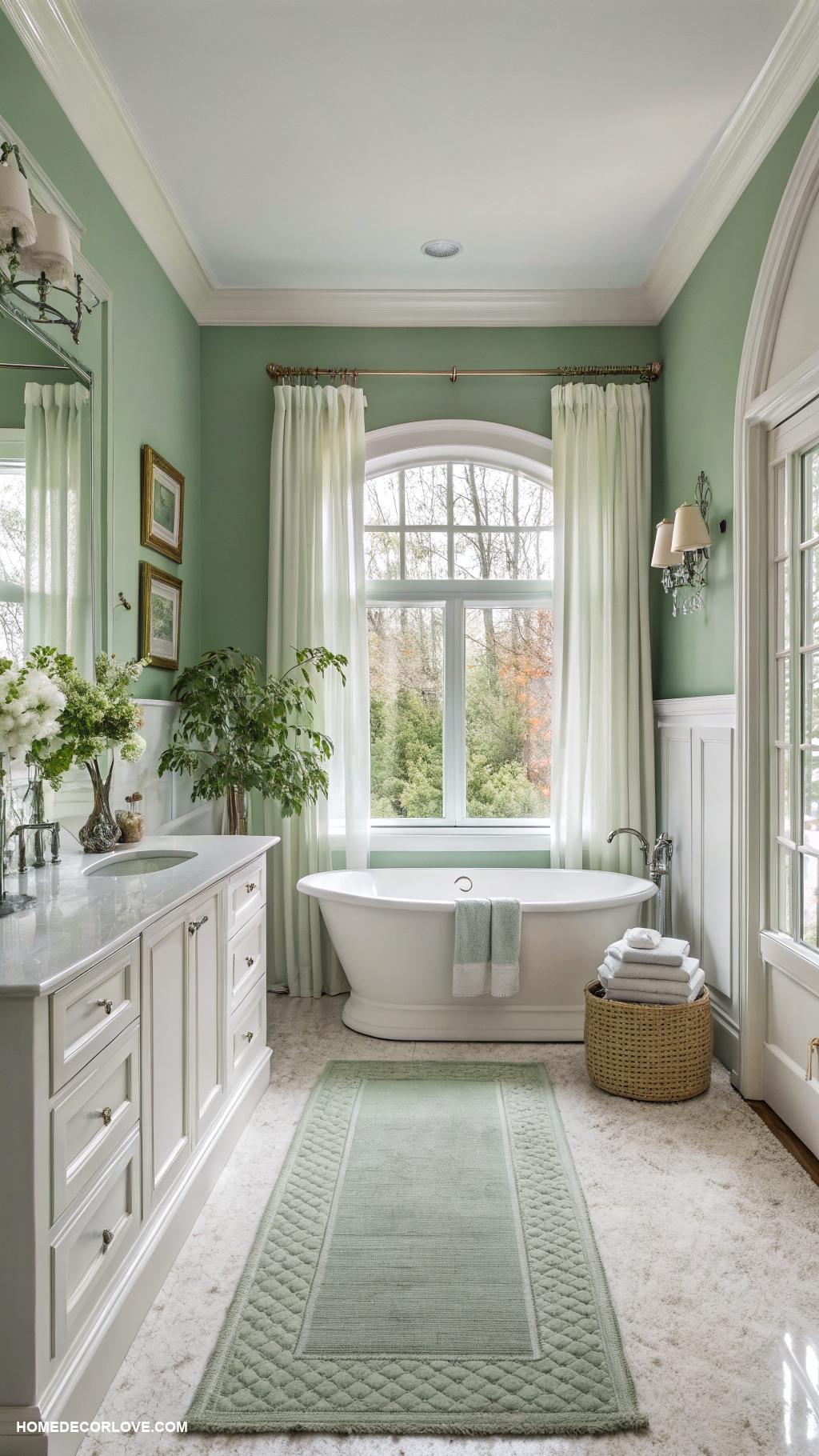 bathroom paint colors Cool Sage Green for a calming effect
