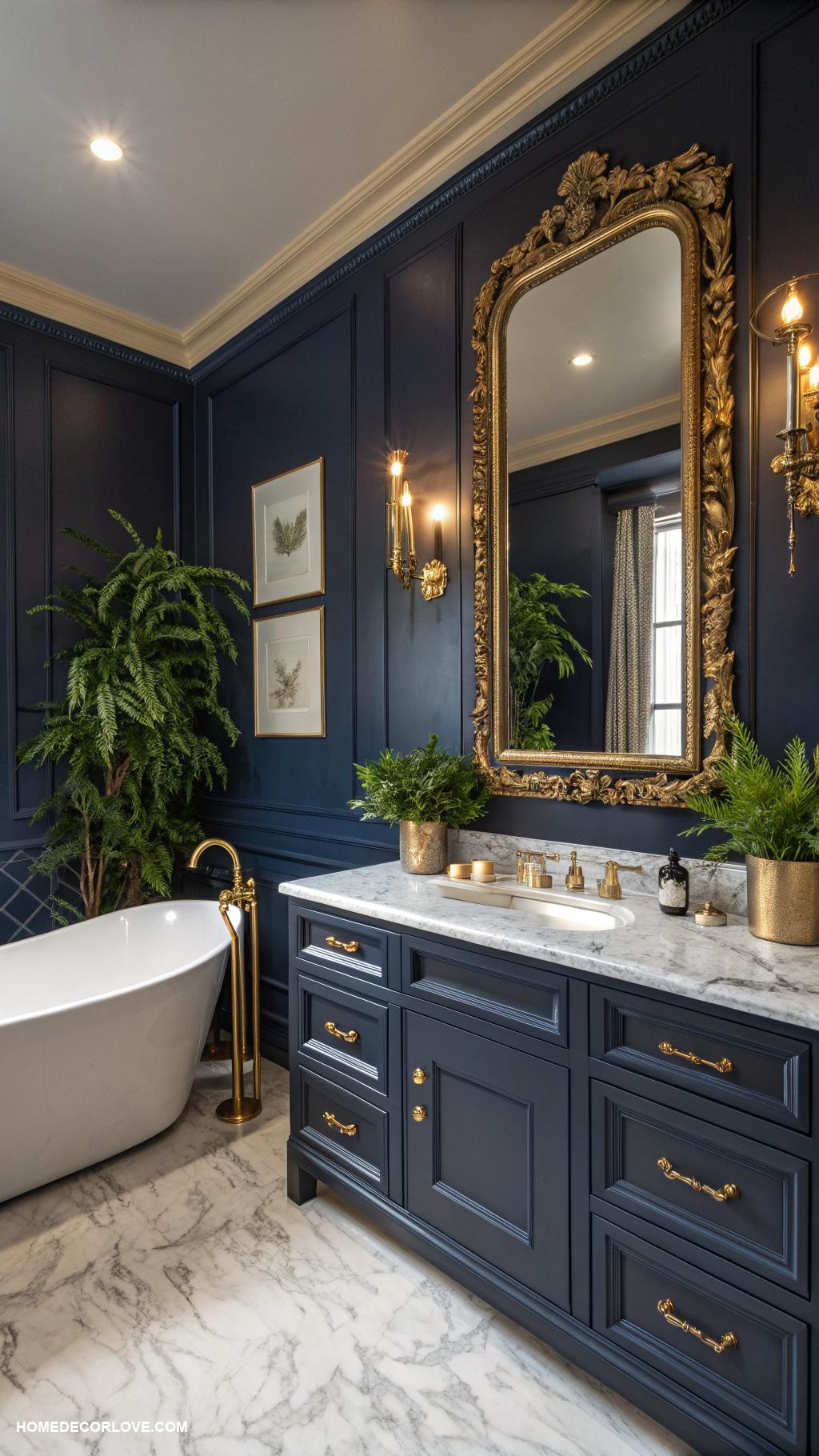 bathroom paint colors Rich Navy Blue for sophistication and depth
