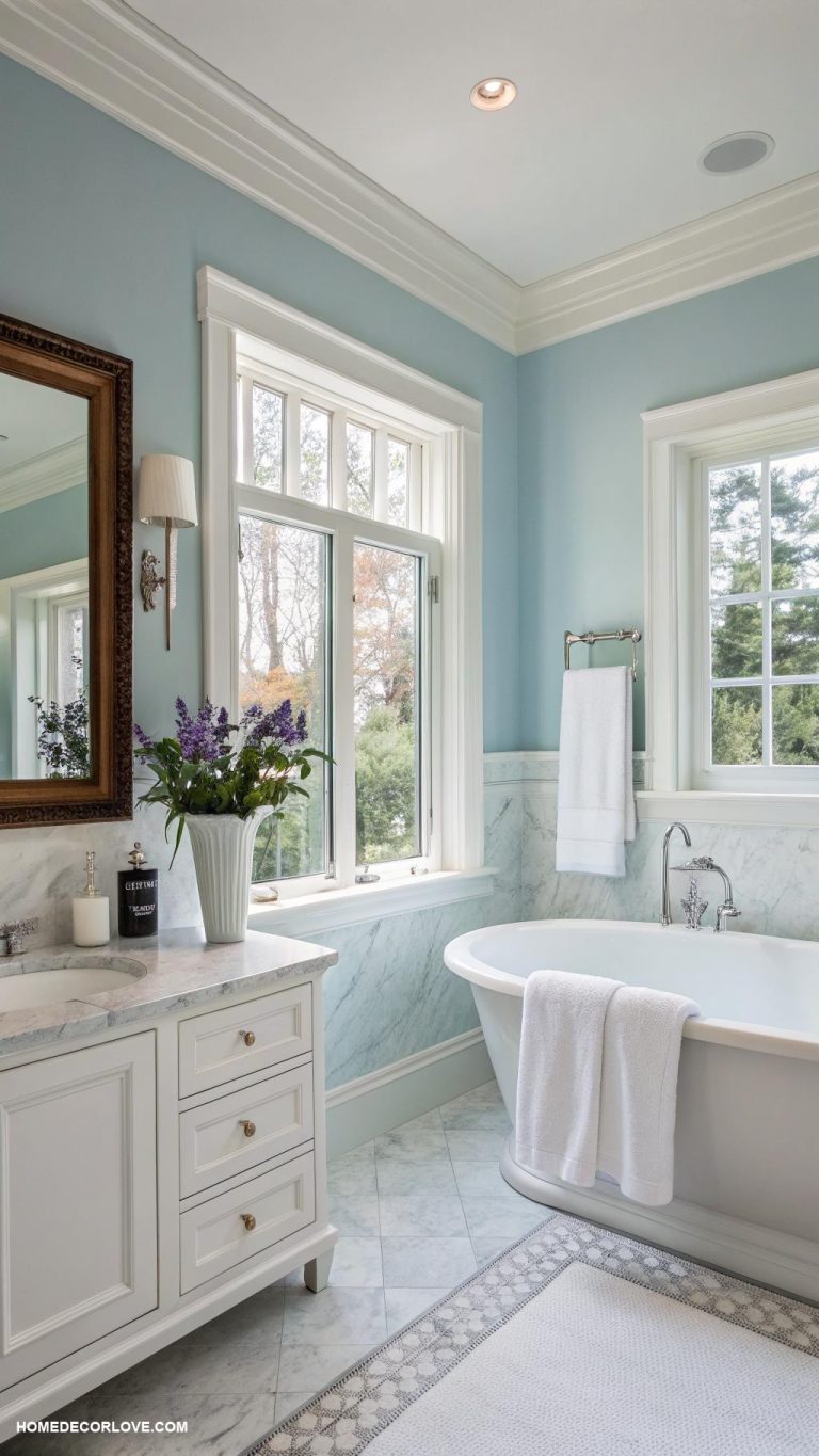 bathroom paint colors Soft Sky Blue for a serene vibe