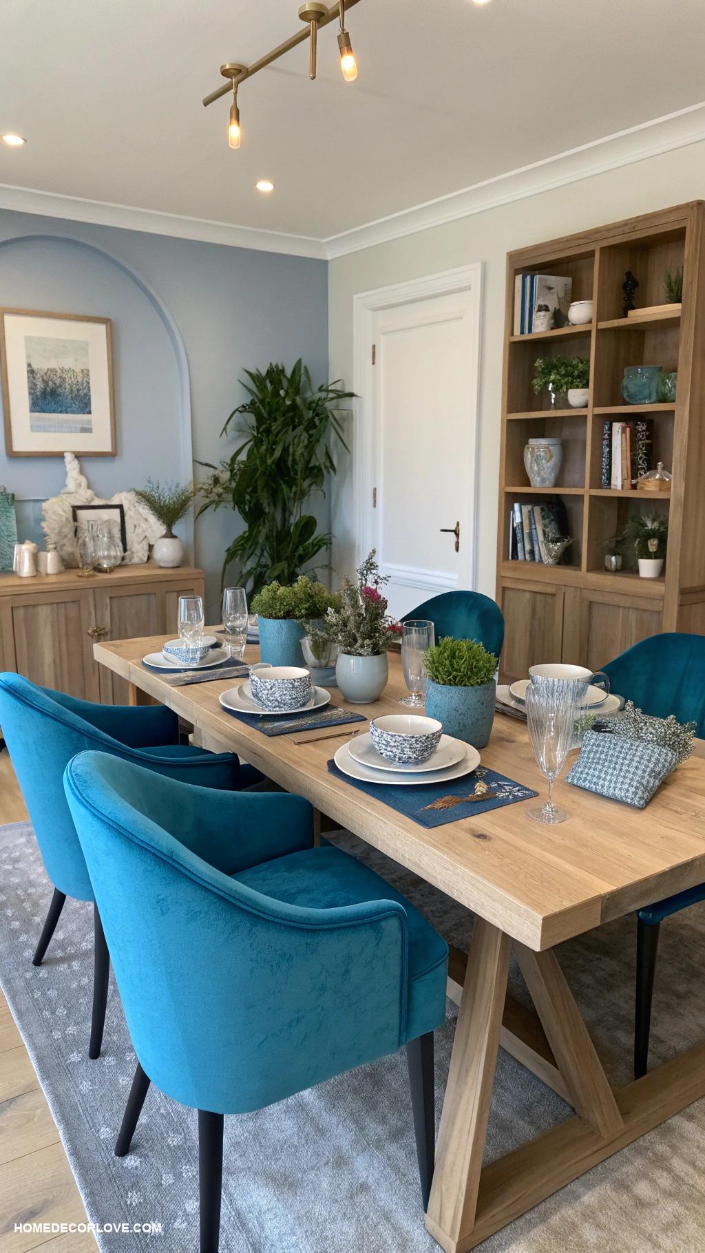 blue dining room ideas Accent chairs in deep ocean blue