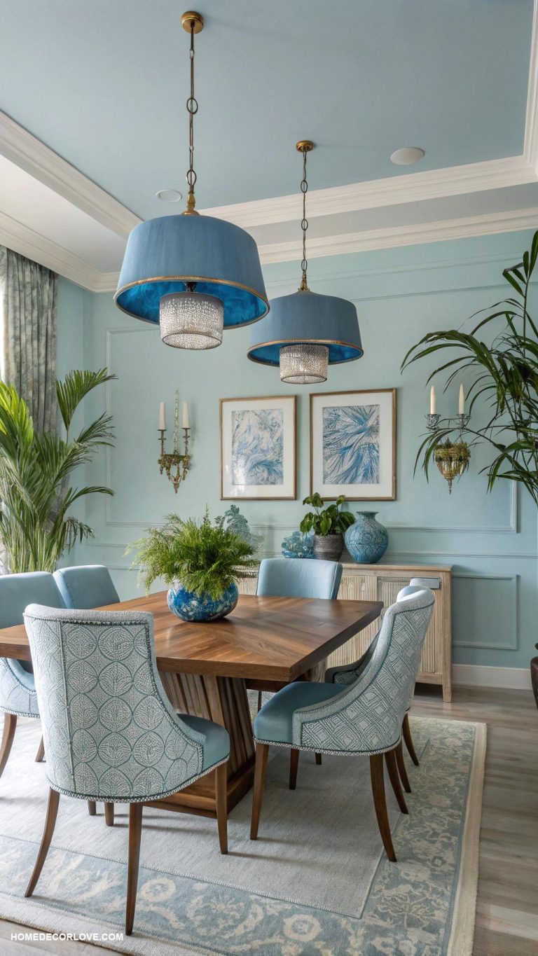 blue dining room ideas Blue pendant lights for modern appeal
