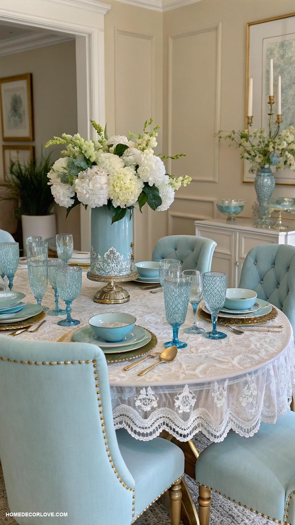 blue dining room ideas Pastel blue dinnerware for elegant touch