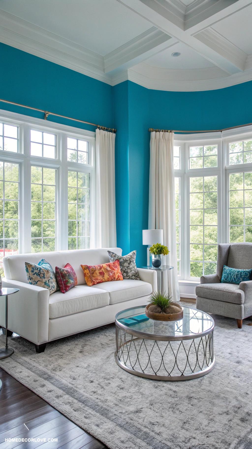 blue living room ideas Bright blue accent wall for bold statement
