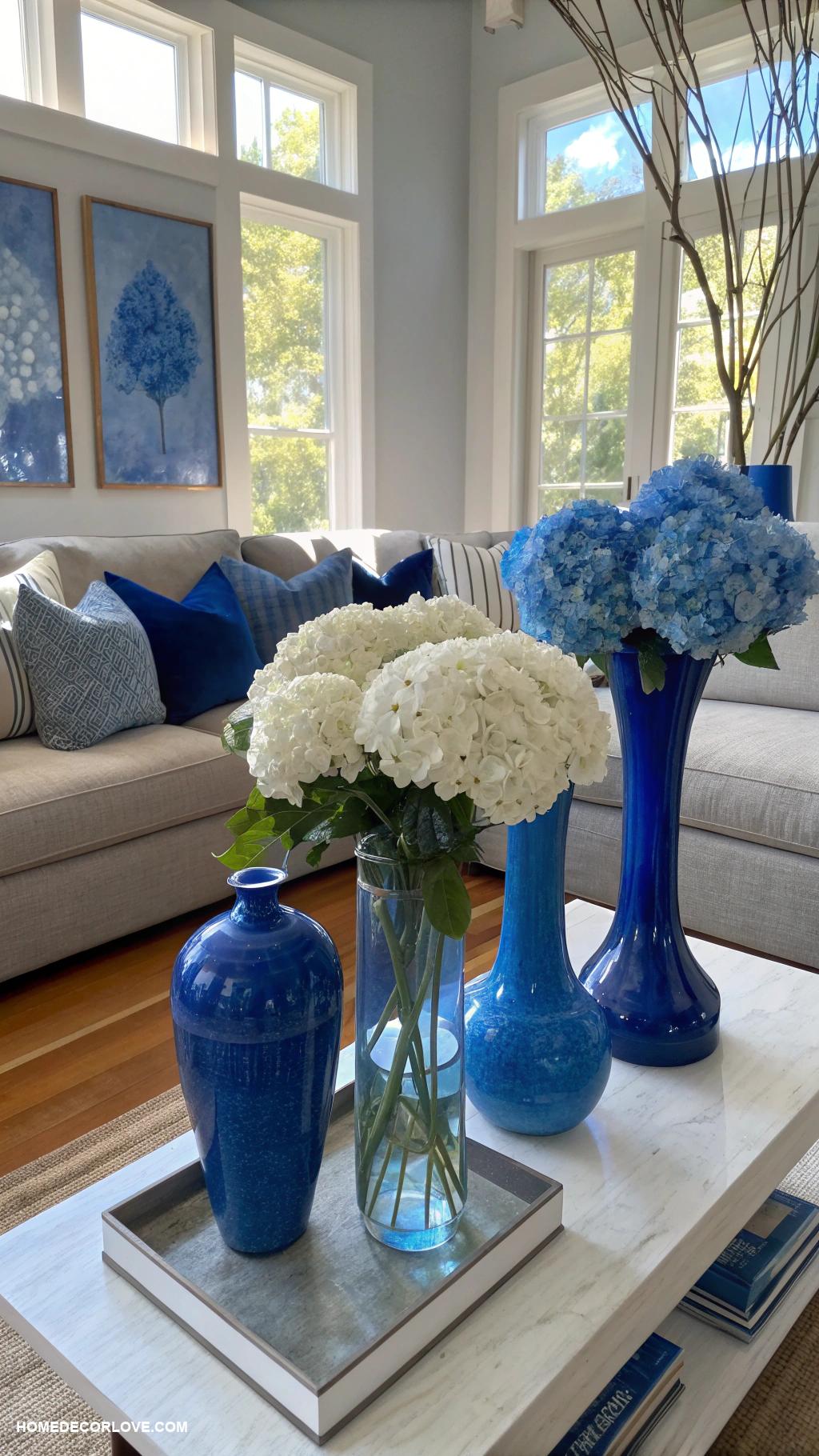 blue living room ideas Cobalt blue vases for stylish centerpieces