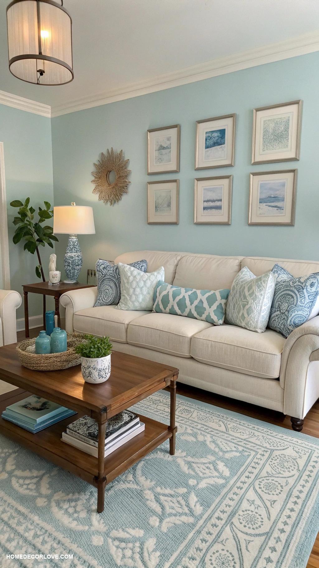 blue living room ideas Pastel blue lamps for gentle lighting