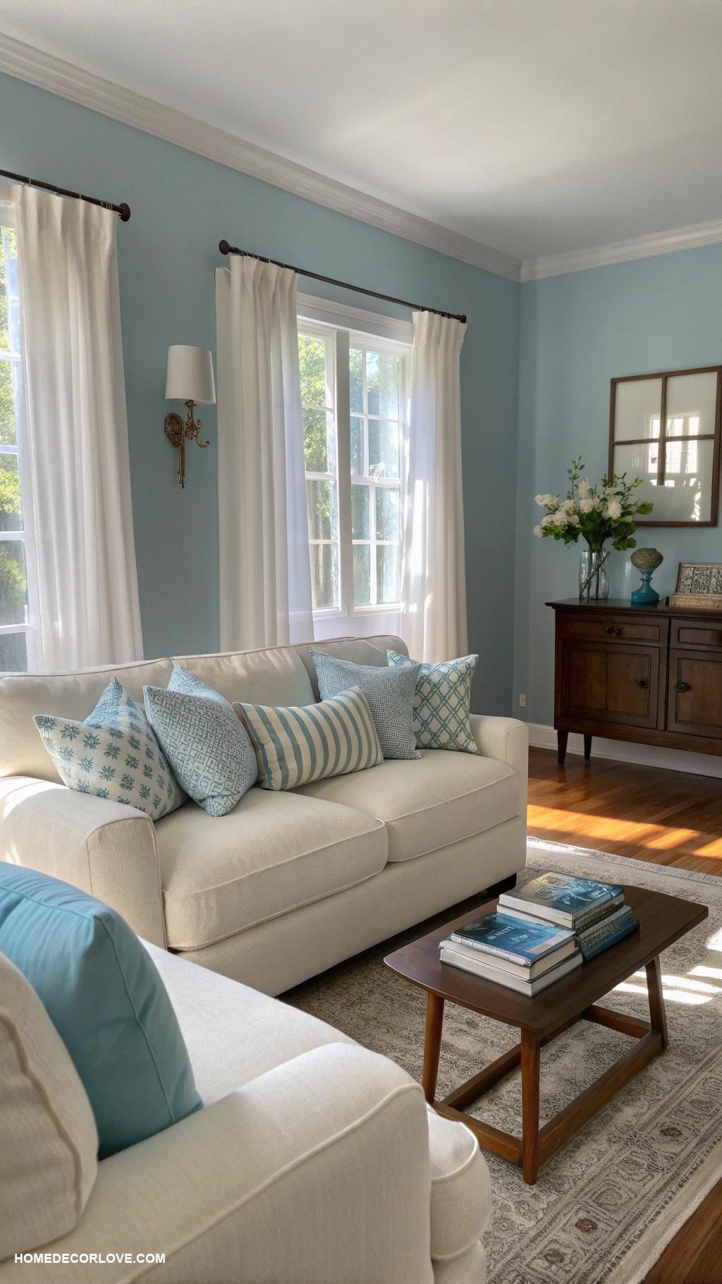 blue living room ideas Sky blue cushions for a soft touch