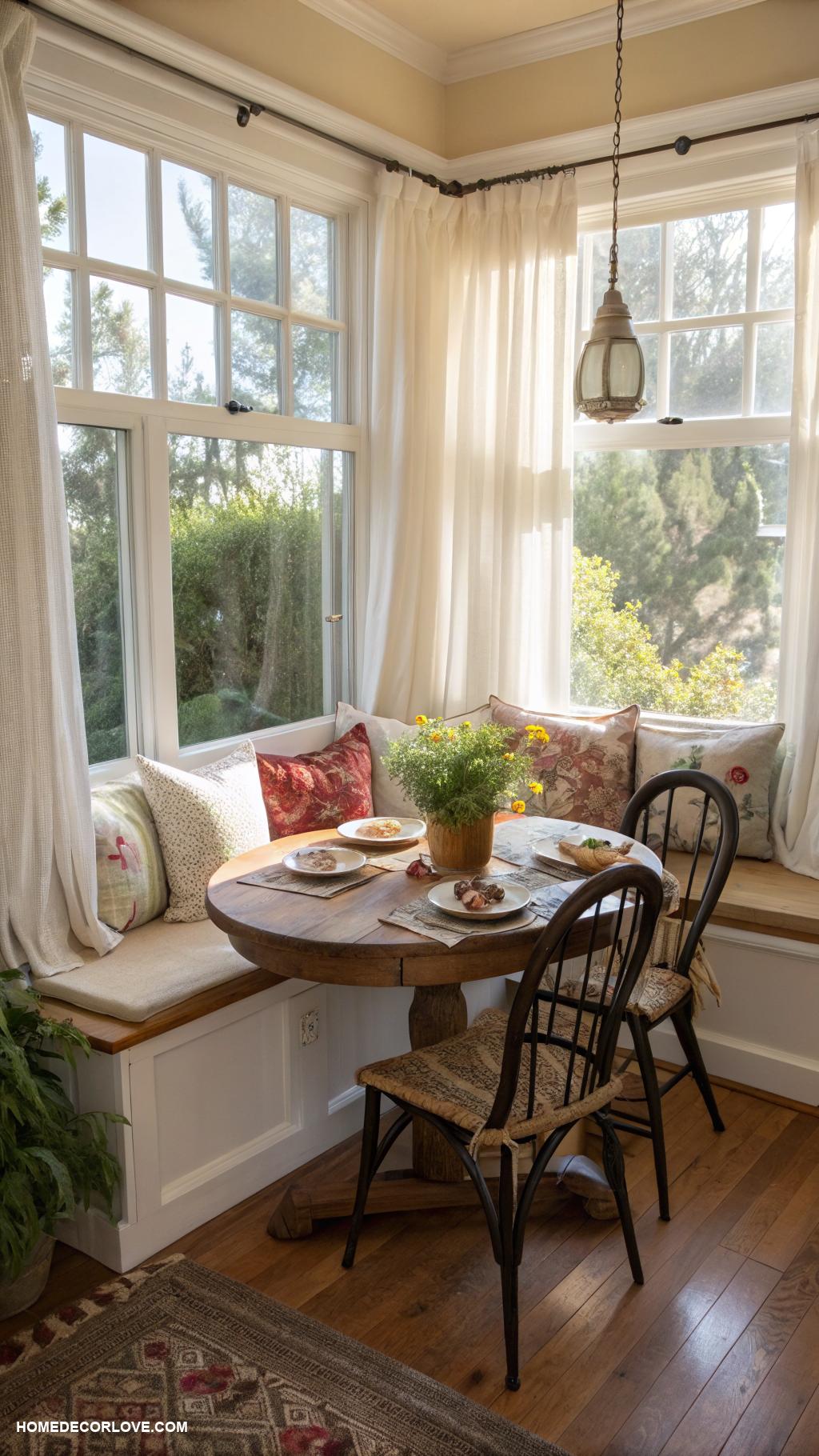 breakfast nook bay window Built in bench for seating