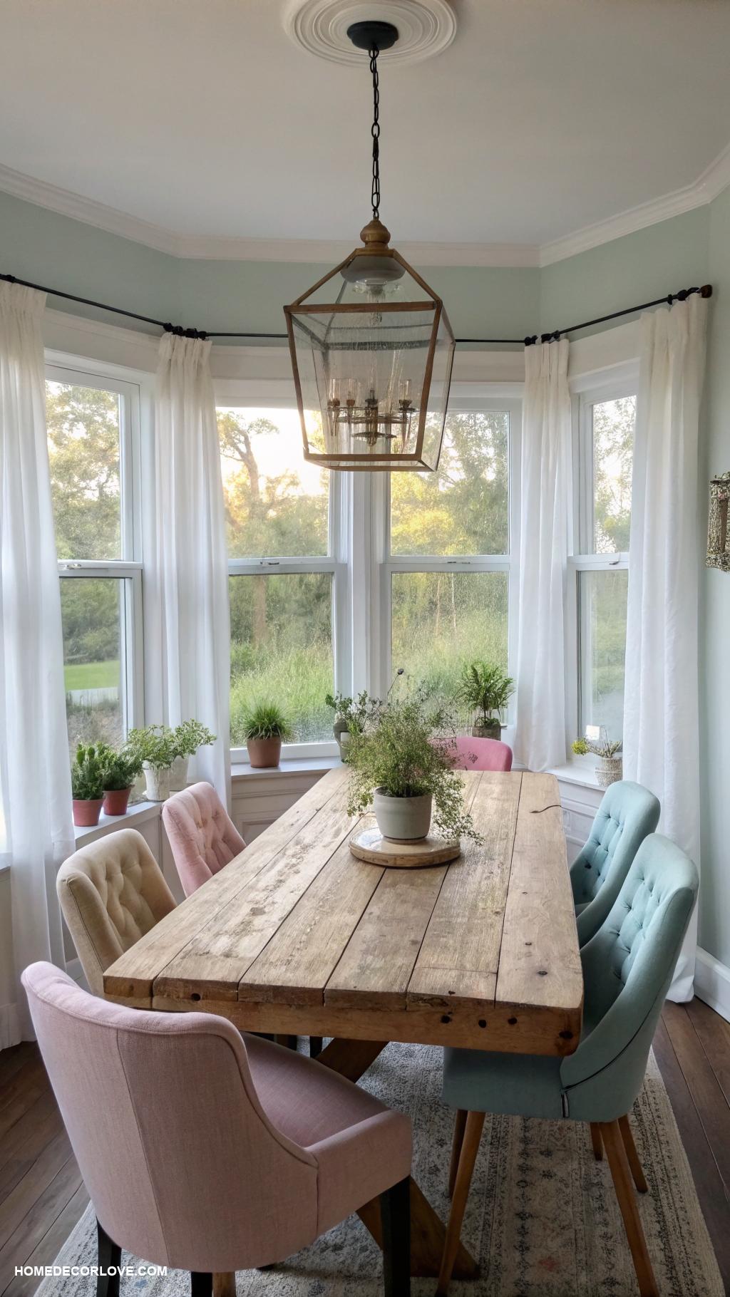 breakfast nook bay window Farmhouse style with wooden table