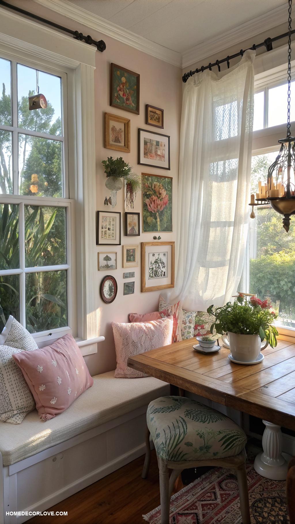 breakfast nook bay window Wall art to personalize space
