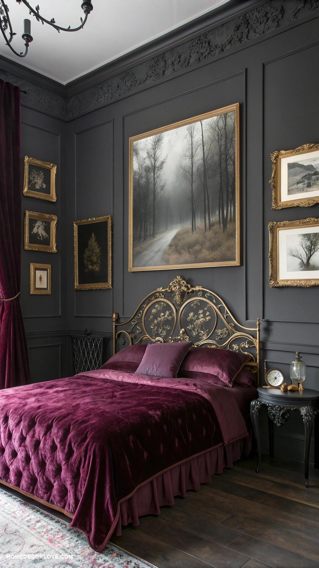 dark romantic bedroom Mysterious artwork featuring shadowy themes