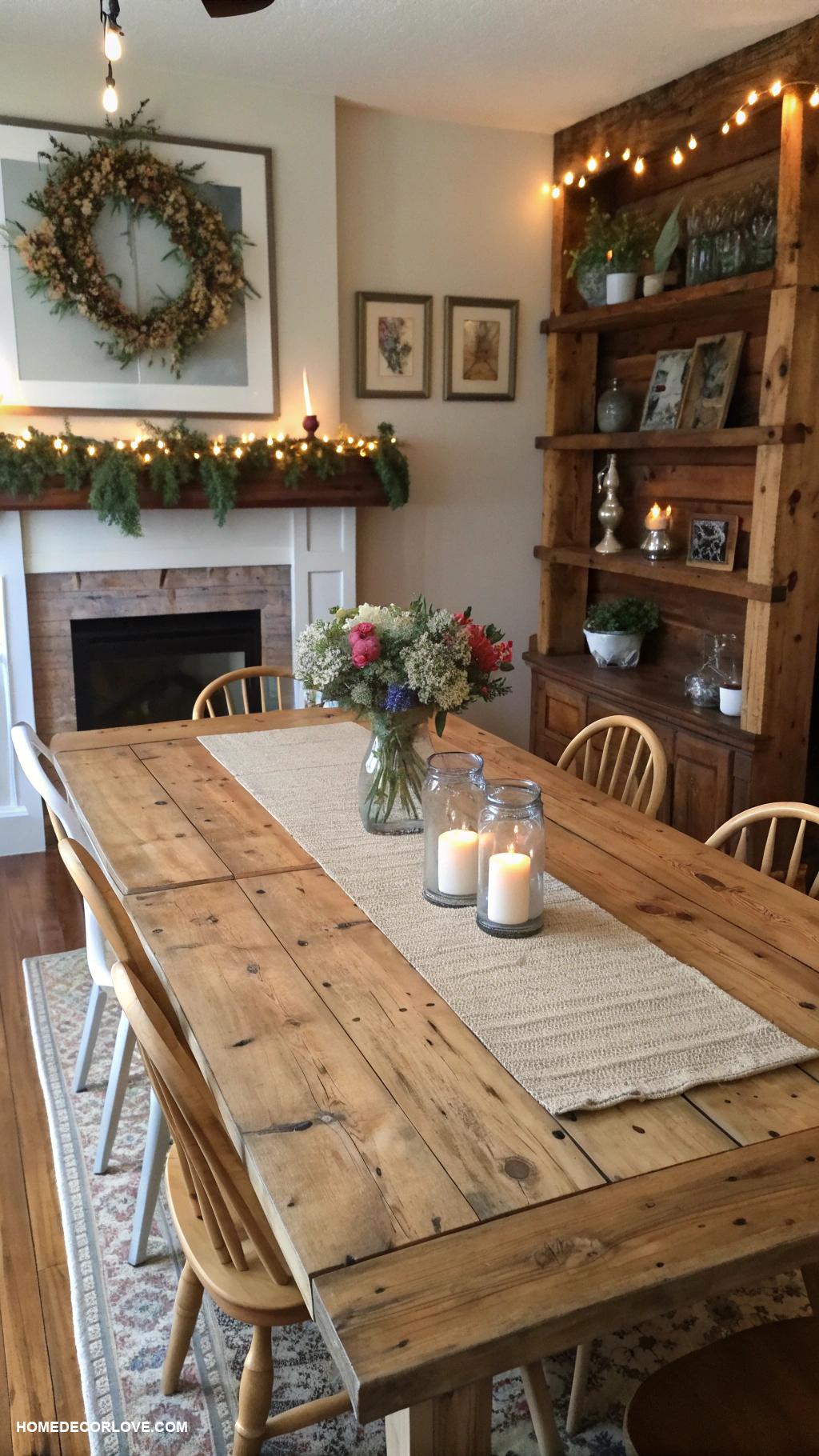dining room design Rustic farmhouse table centerpiece