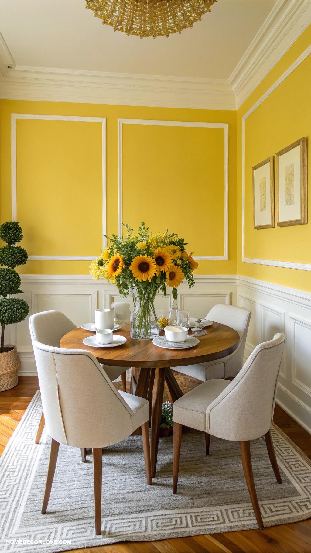 dining room paint color ideas Sunny yellow for cheerful energy