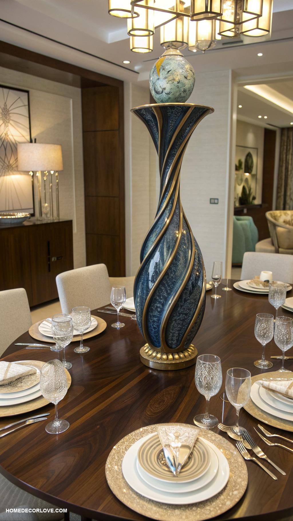 dining room table decor ideas Artistic sculpture or statue as decor