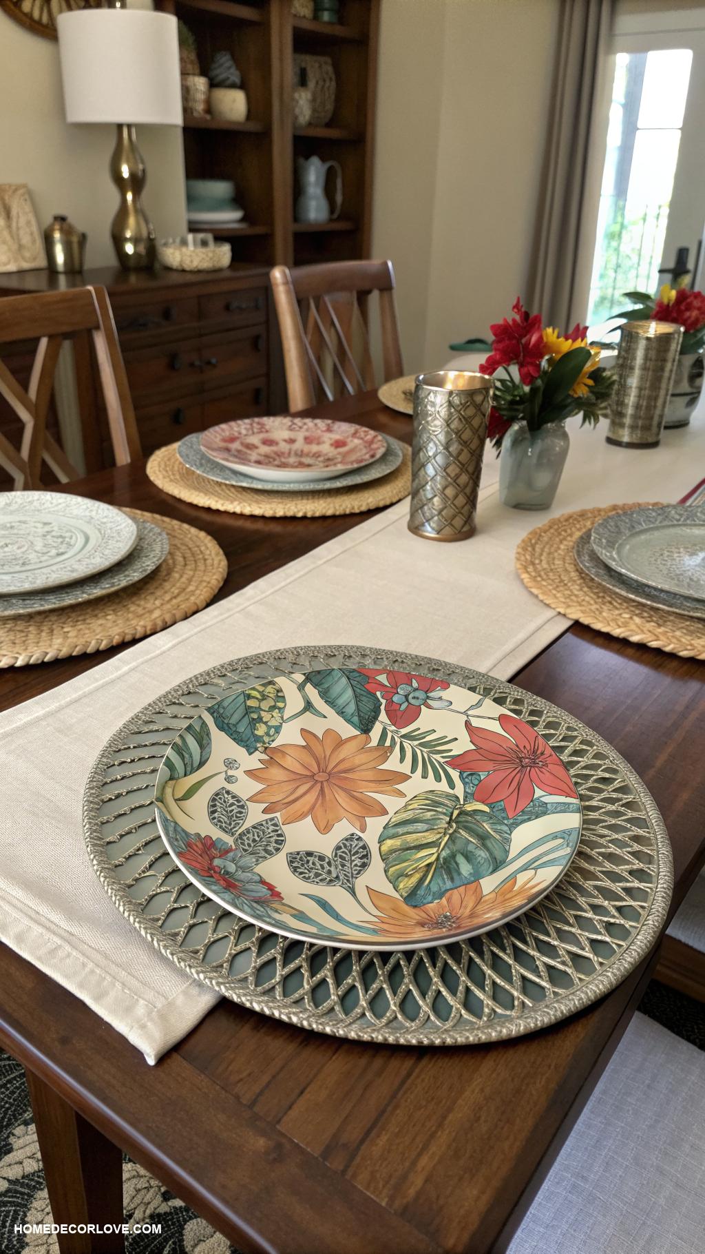 dining room table decor ideas Decorative placemats for visual interest