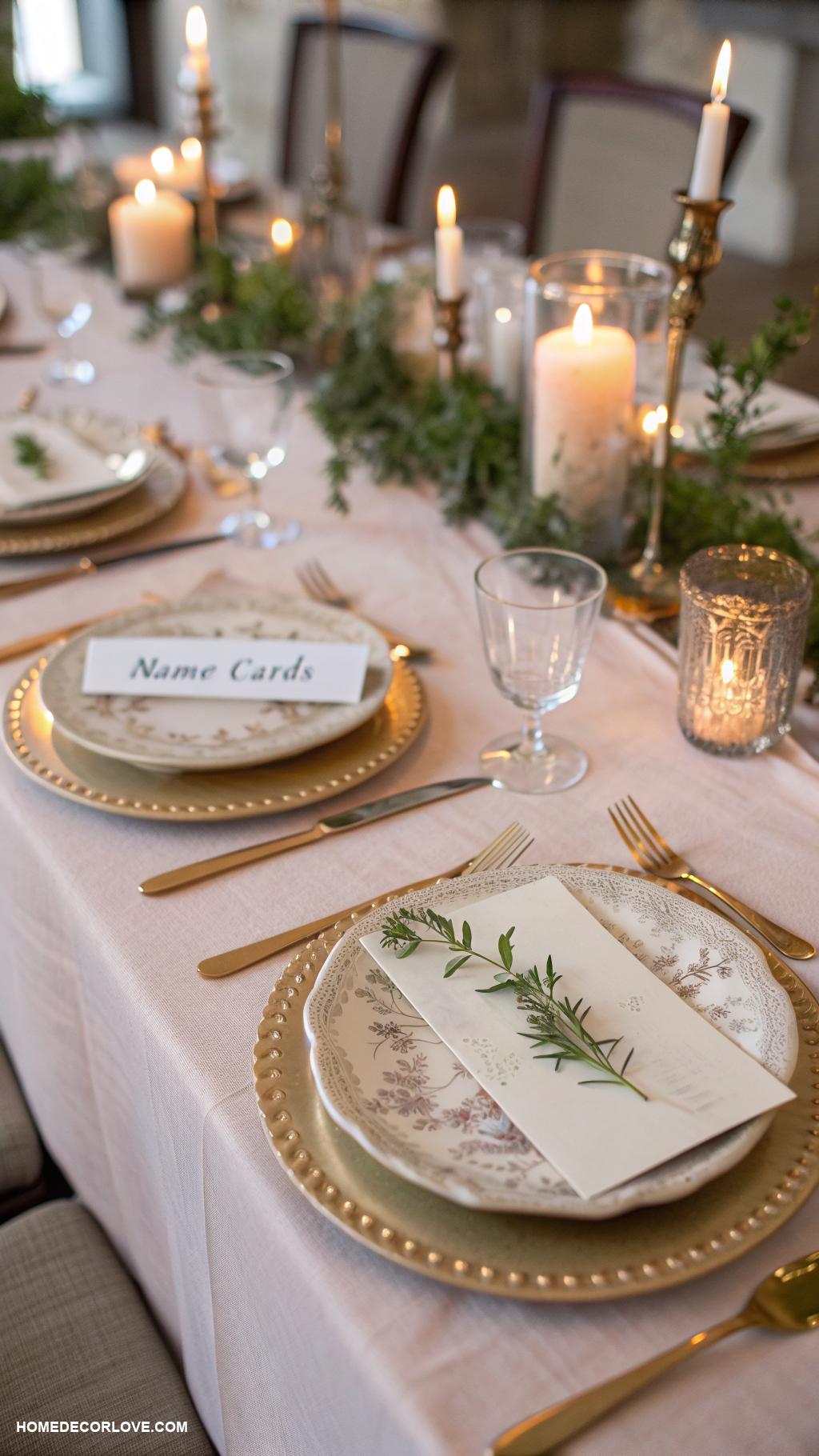 dining room table decor ideas Personalized name cards for guests