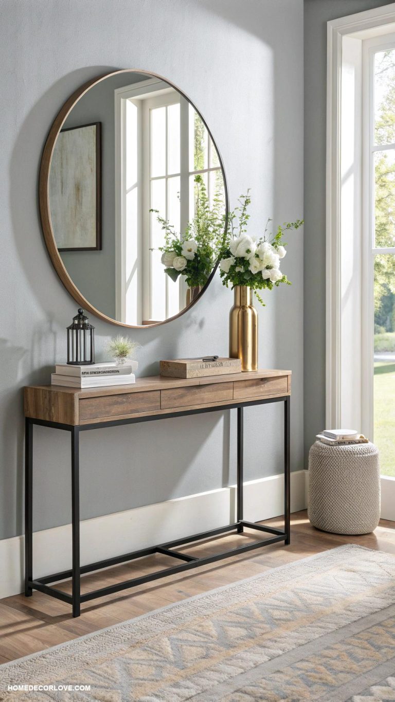 entryway mirror ideas Frameless design for a modern look