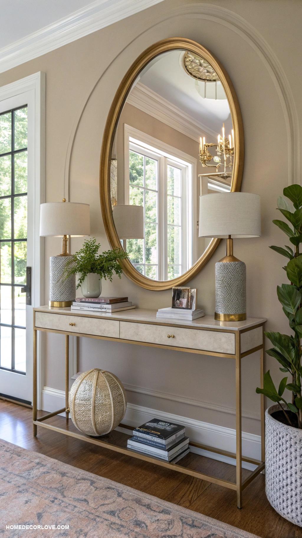 entryway mirror ideas Round shape to soften sharp edges