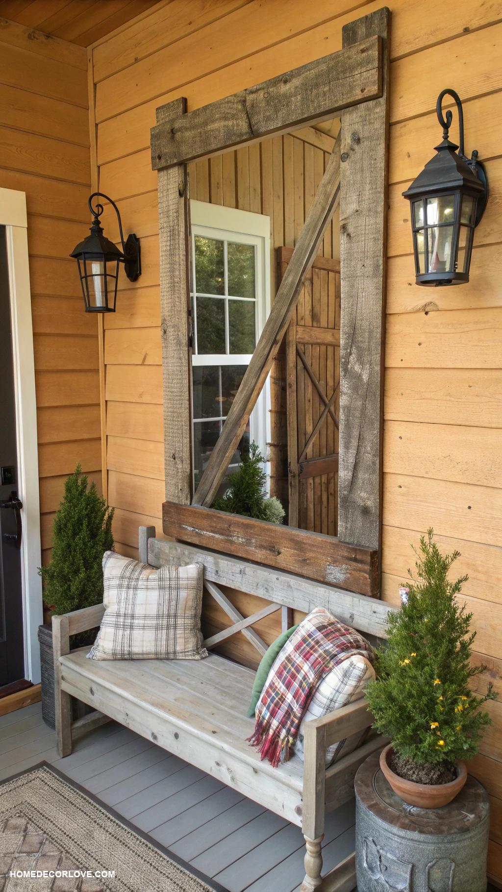 entryway mirror ideas Rustic barn style mirror for farmhouse charm