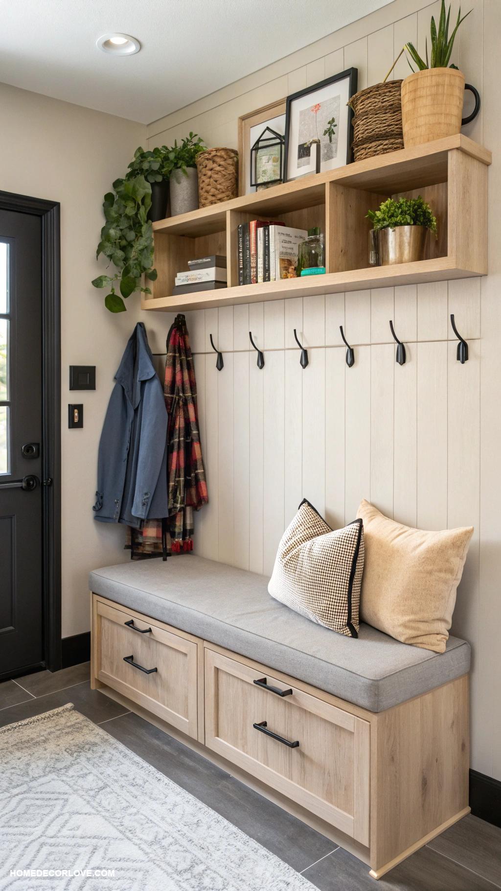 entryway storage ideas Hang a wall cabinet for extra storage