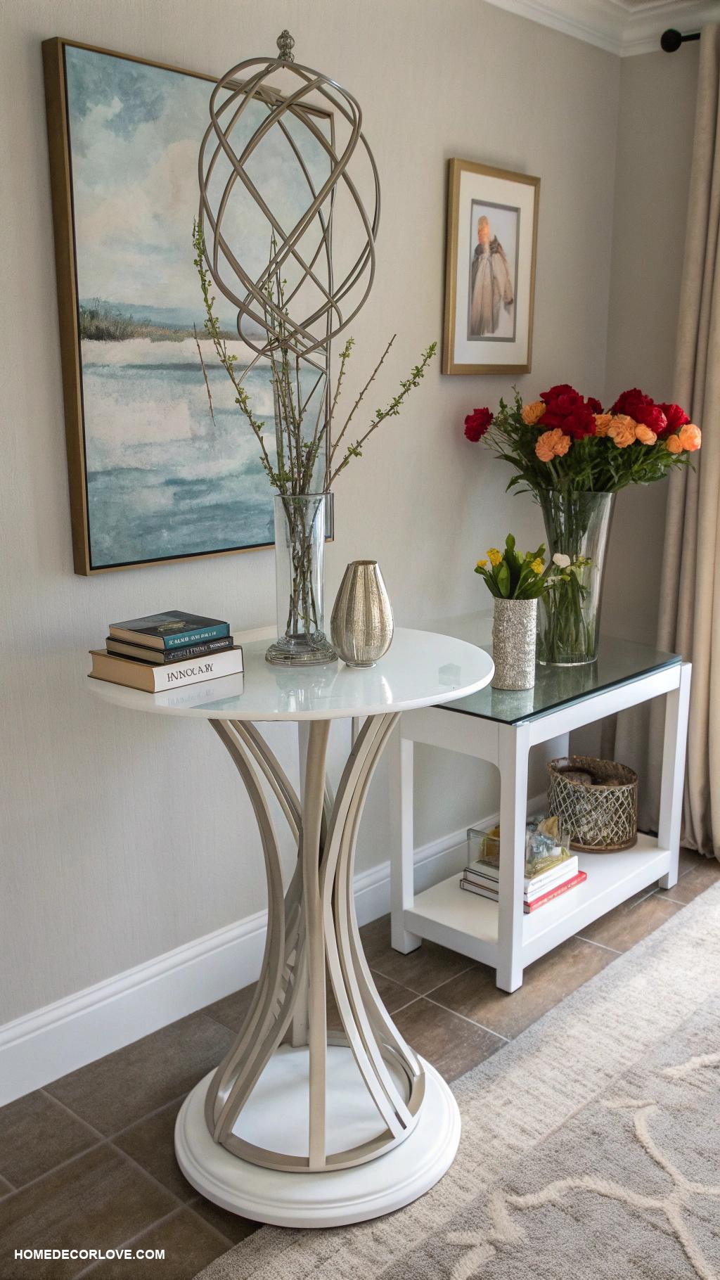 entryway table decor ideas Unique sculpture or art piece
